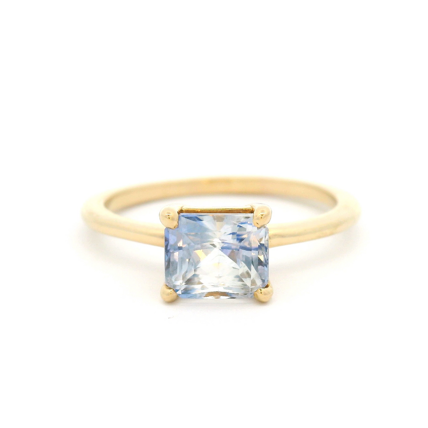 14k Yellow Solitaire with 1.54ct Light-Blue Radiant-Cut Sapphire