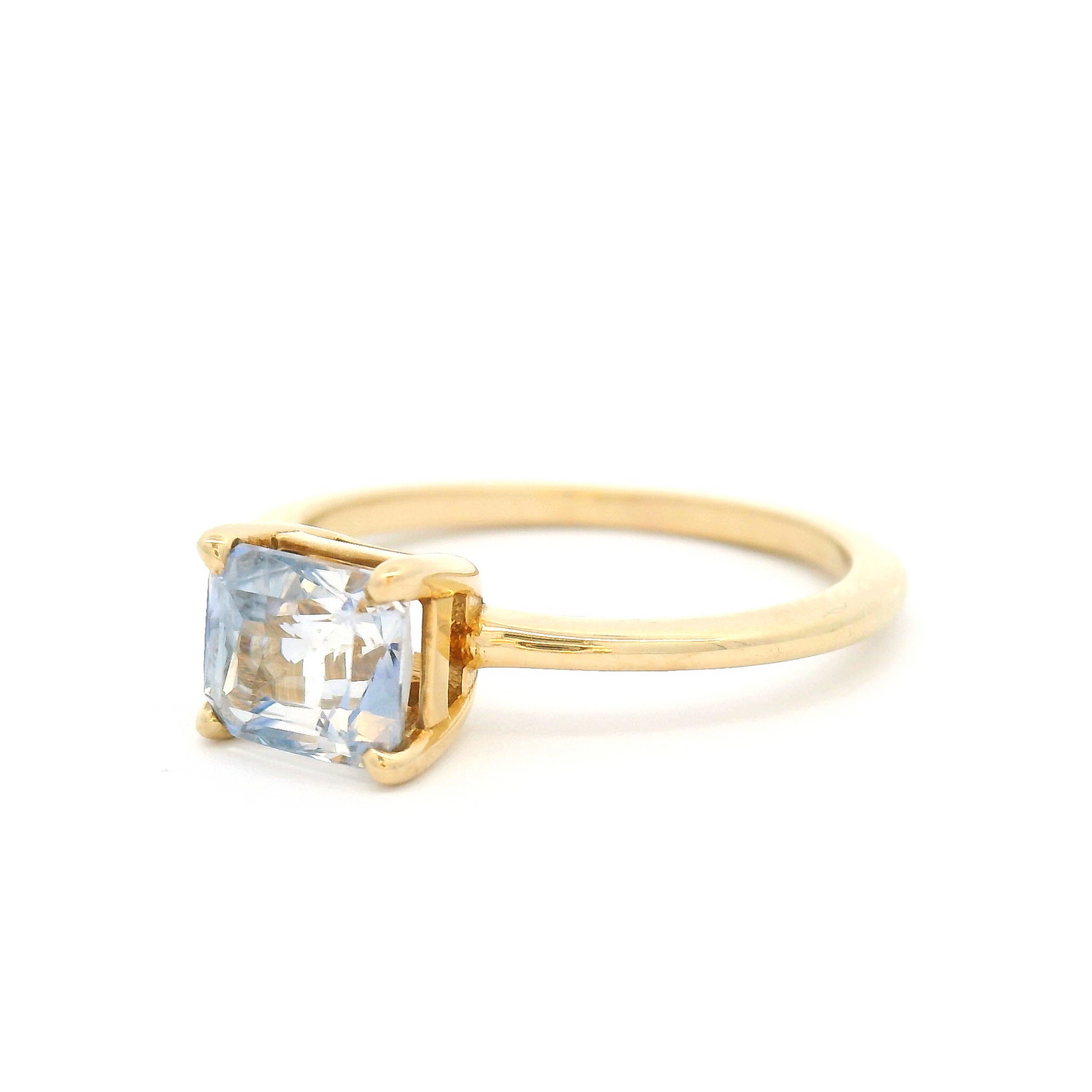 14k Yellow Solitaire with 1.54ct Light-Blue Radiant-Cut Sapphire