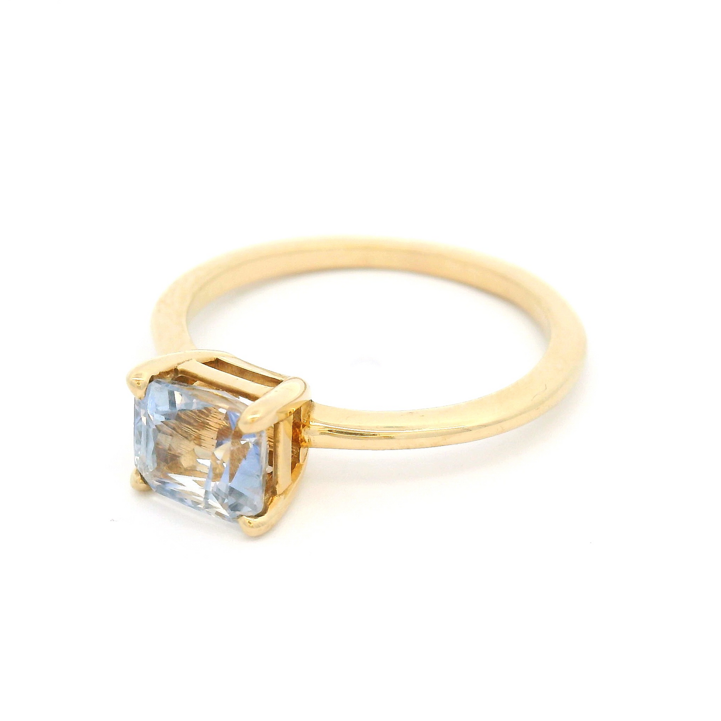 14k Yellow Solitaire with 1.54ct Light-Blue Radiant-Cut Sapphire