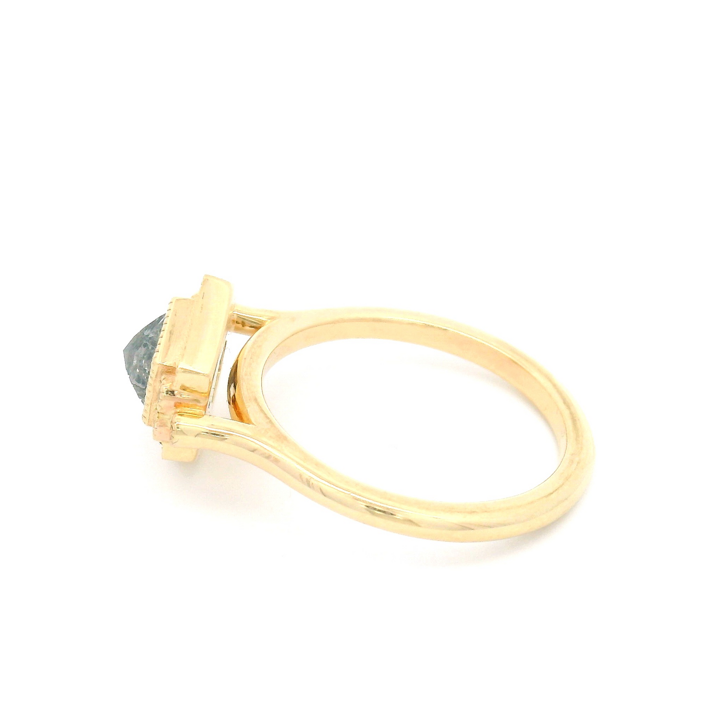 14k Yellow Engagement Ring with 1.14ct Rose-Cut Diamond and Accent Diamonds