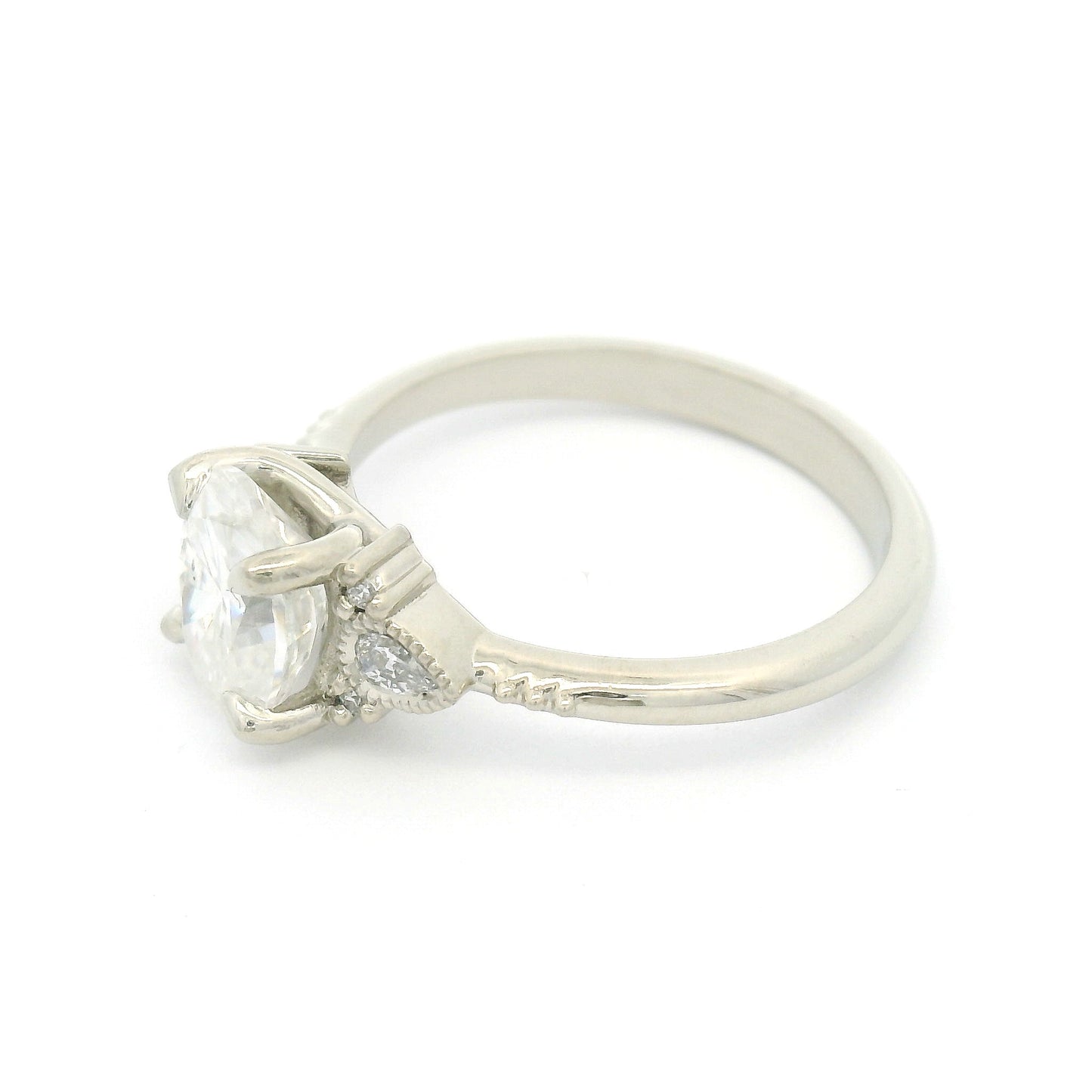 10k White Engagement Ring with 1.5ct Moissanite and Accent Lab Diamonds