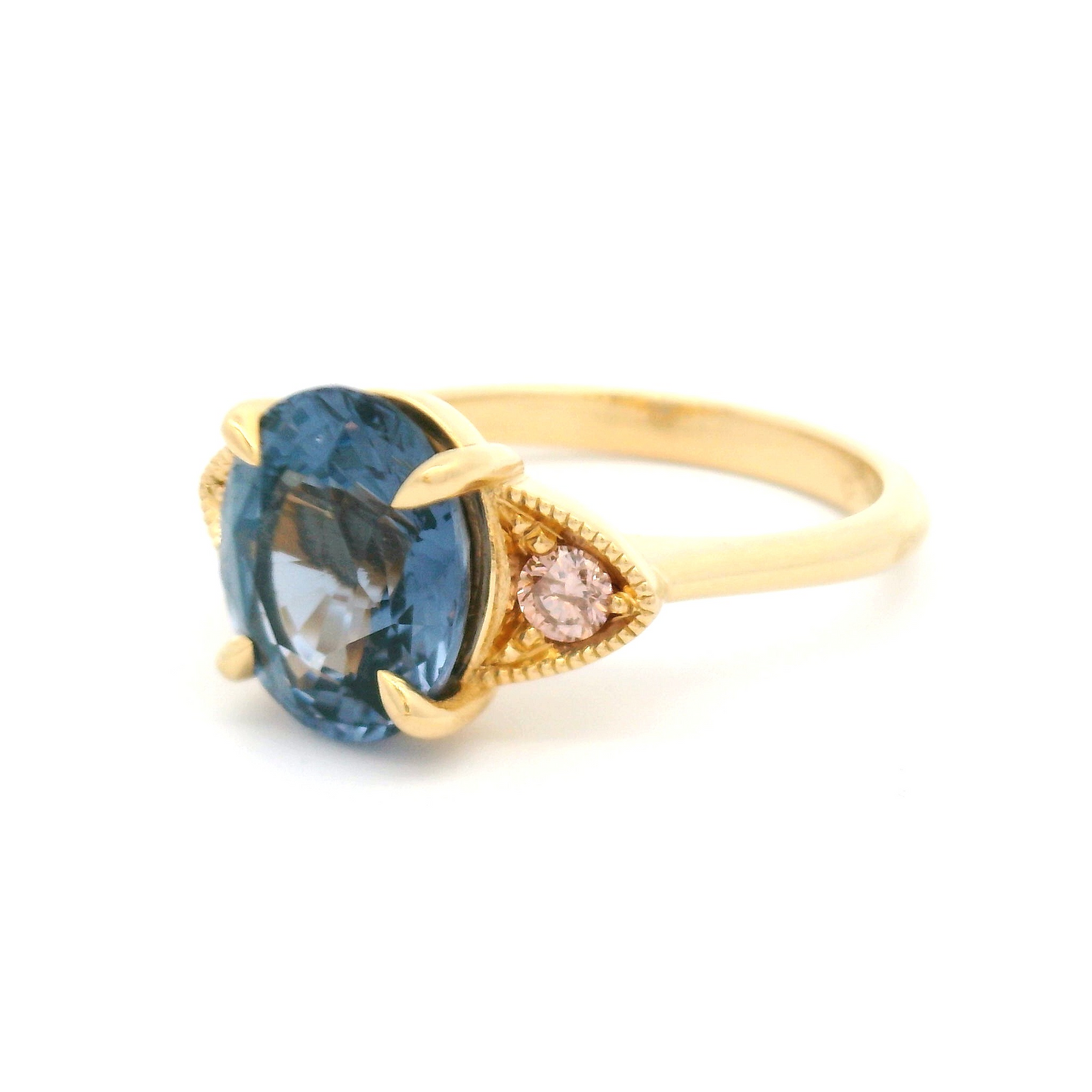 14k Yellow Engagement Ring with 3.10ct Violet Spinel and Accent Pink Diamonds