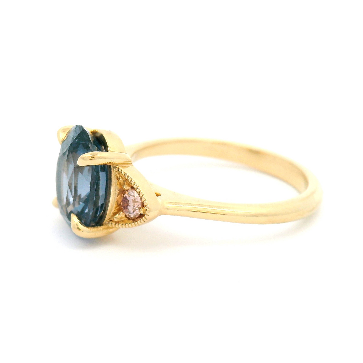 14k Yellow Engagement Ring with 3.10ct Violet Spinel and Accent Pink Diamonds