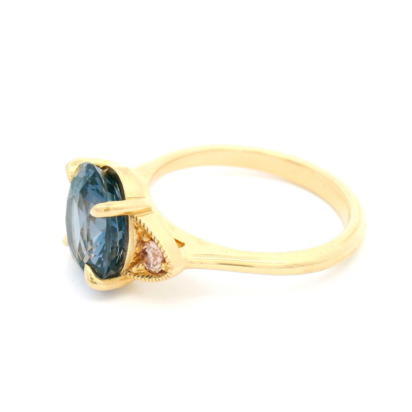 14k Yellow Engagement Ring with 3.10ct Violet Spinel and Accent Pink Diamonds