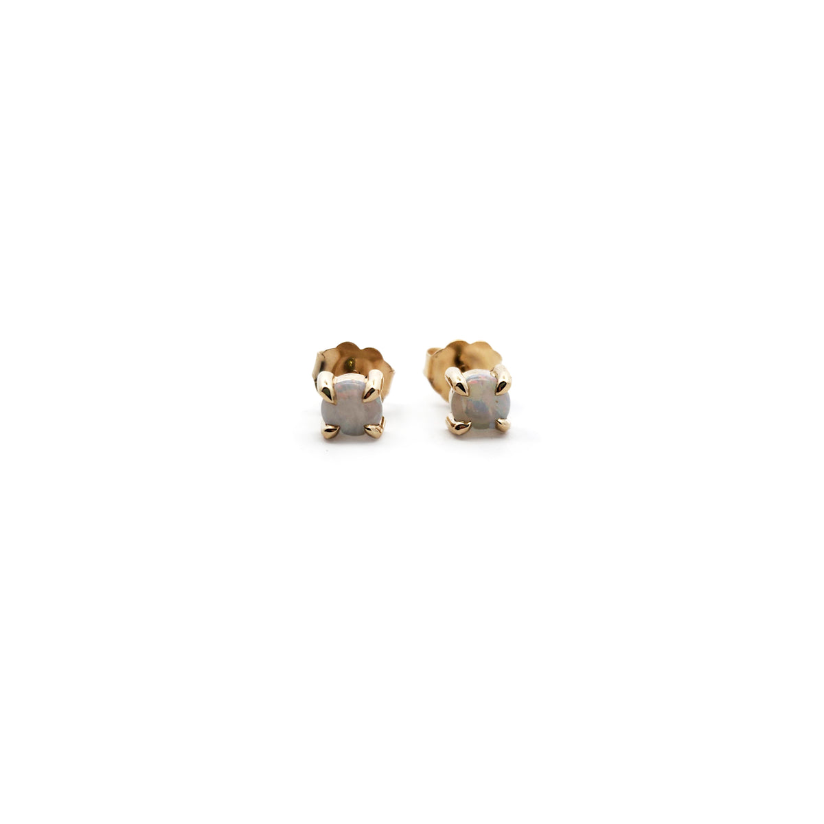 10k Yellow Gold Round Opal Stud Earrings