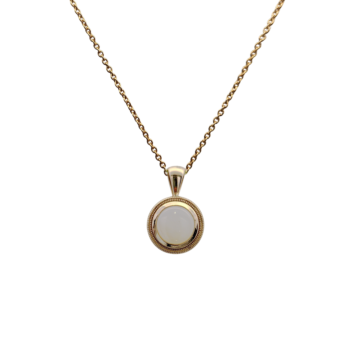 10k Yellow Gold Round Opal Pendant
