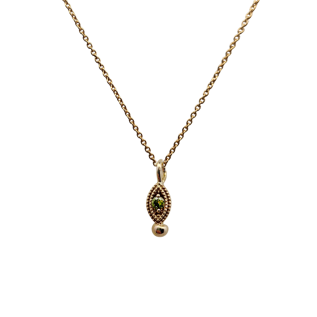 10k Yellow Gold & Green Sapphire Leaf Pendant