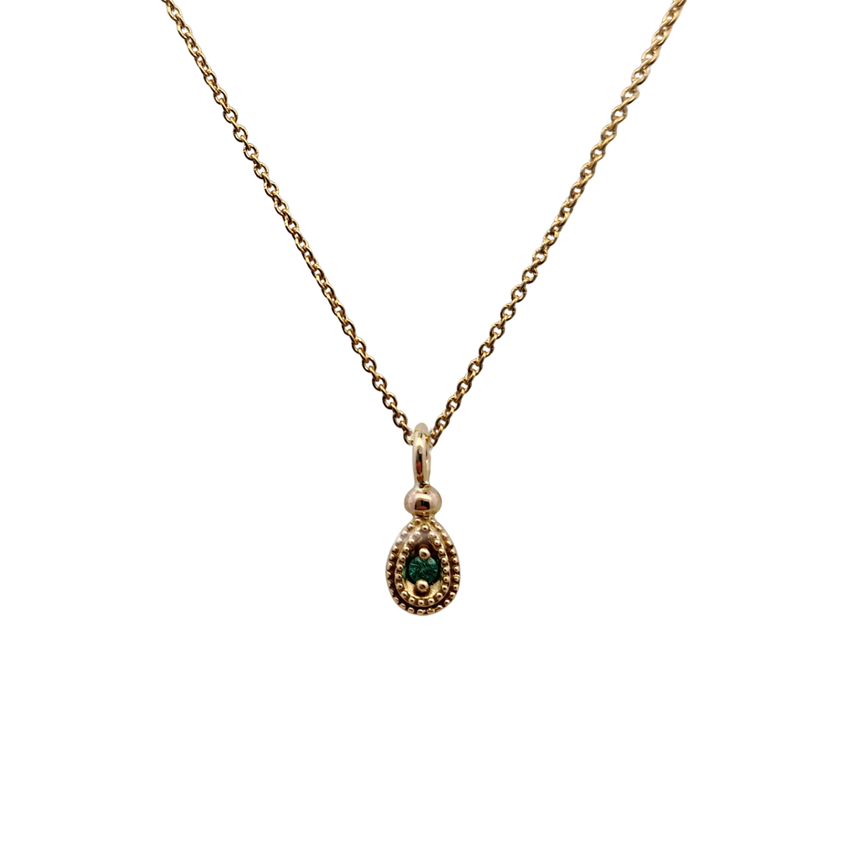 10k Yellow Gold Pear & Emerald Pendant