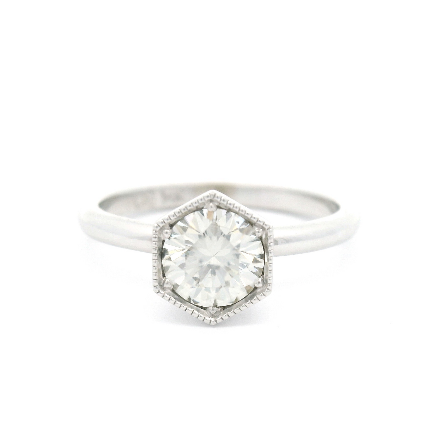 14k White Solitaire with 0.54ct Round Moissanite