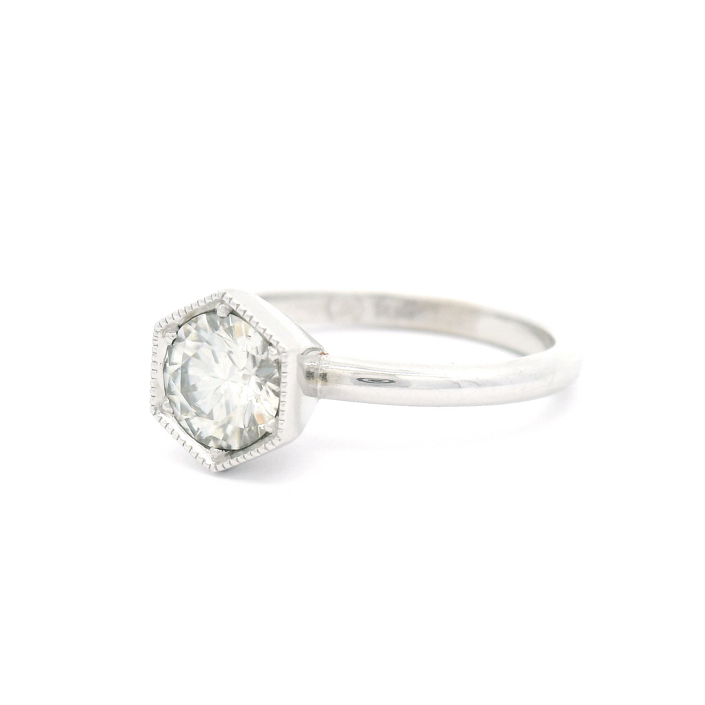 14k White Solitaire with 0.54ct Round Moissanite