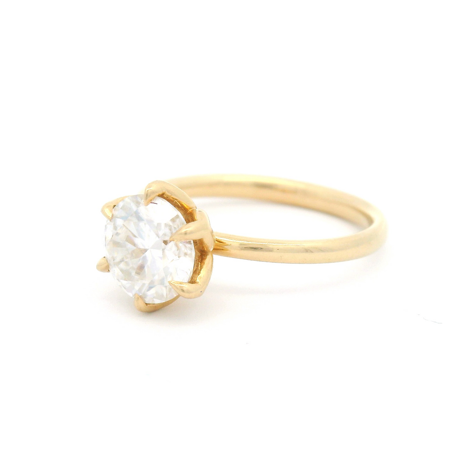 14k Yellow Six Claw Solitaire with 1.58ct Moissanite