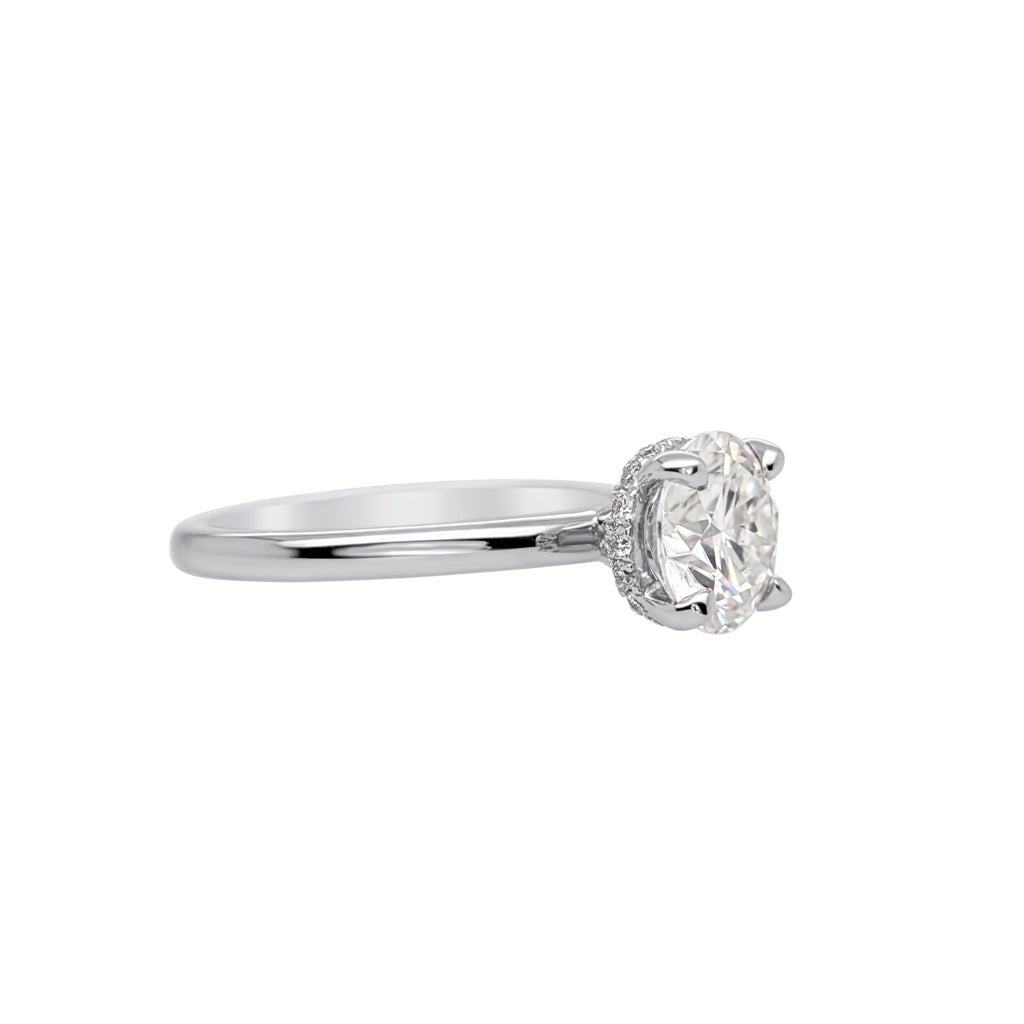 14k White Solitaire with 1.87ct Moissanite and Diamond Accent Hidden Halo