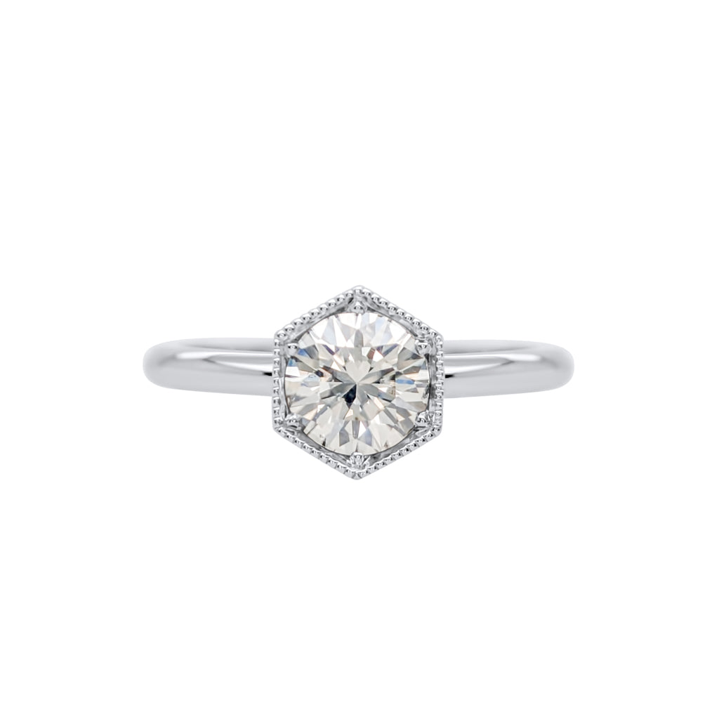 14k White Solitaire with 0.54ct Round Moissanite