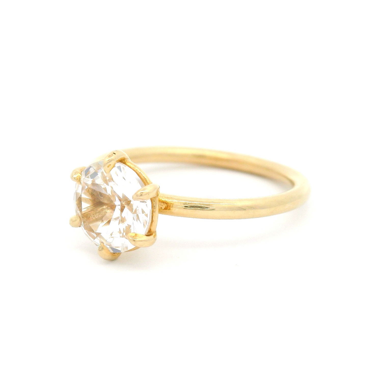 14k Yellow 6-Claw Solitaire with 1.5ct Lab-Grown White Sapphire