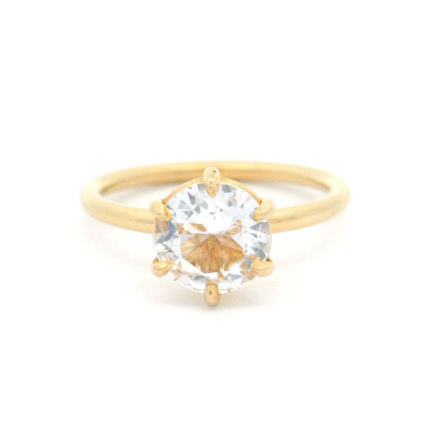 14k Yellow 6-Claw Solitaire with 1.5ct Lab-Grown White Sapphire
