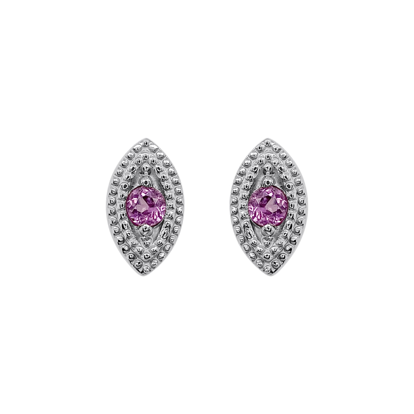 Rhodolite Garnet Eye Motif Earrings