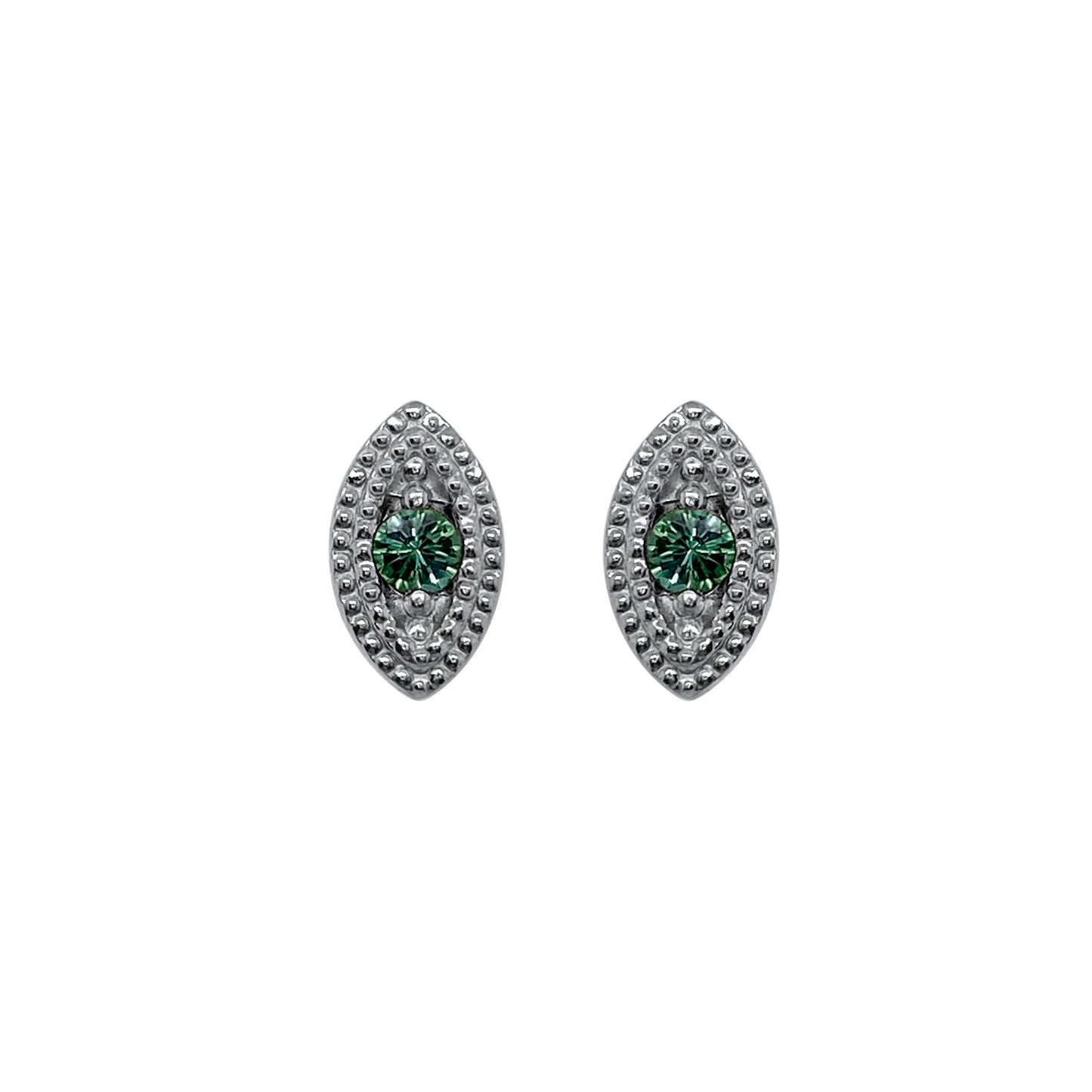 Green Tourmaline Eye Motif Earrings