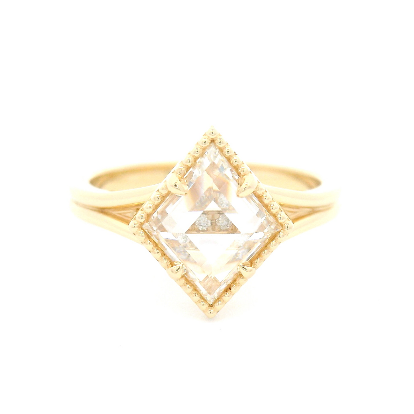 14k Yellow Ring with 1.1ct Lab-Grown Rose-Cut Diamond and Accent Diamonds