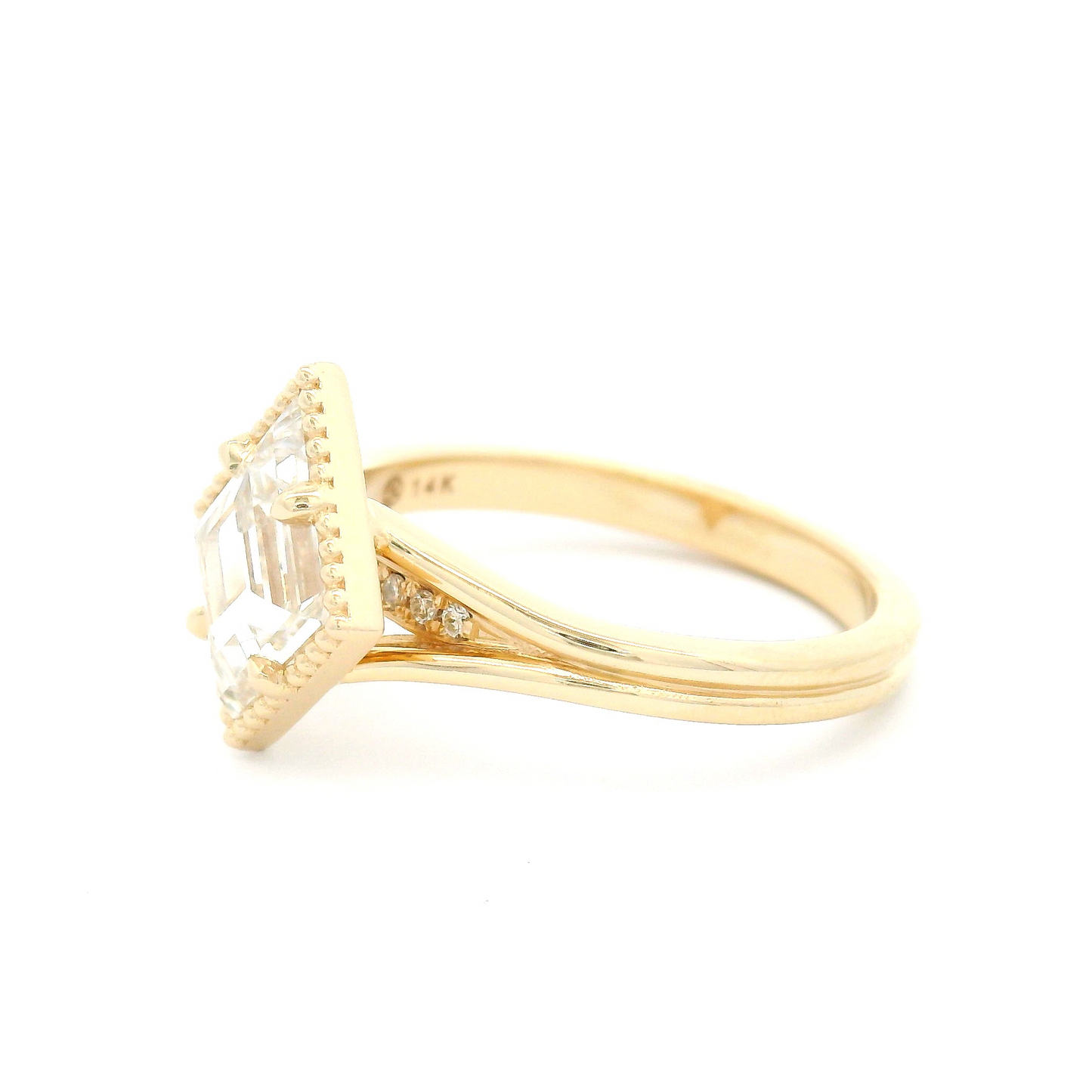 14k Yellow Ring with 1.1ct Lab-Grown Rose-Cut Diamond and Accent Diamonds