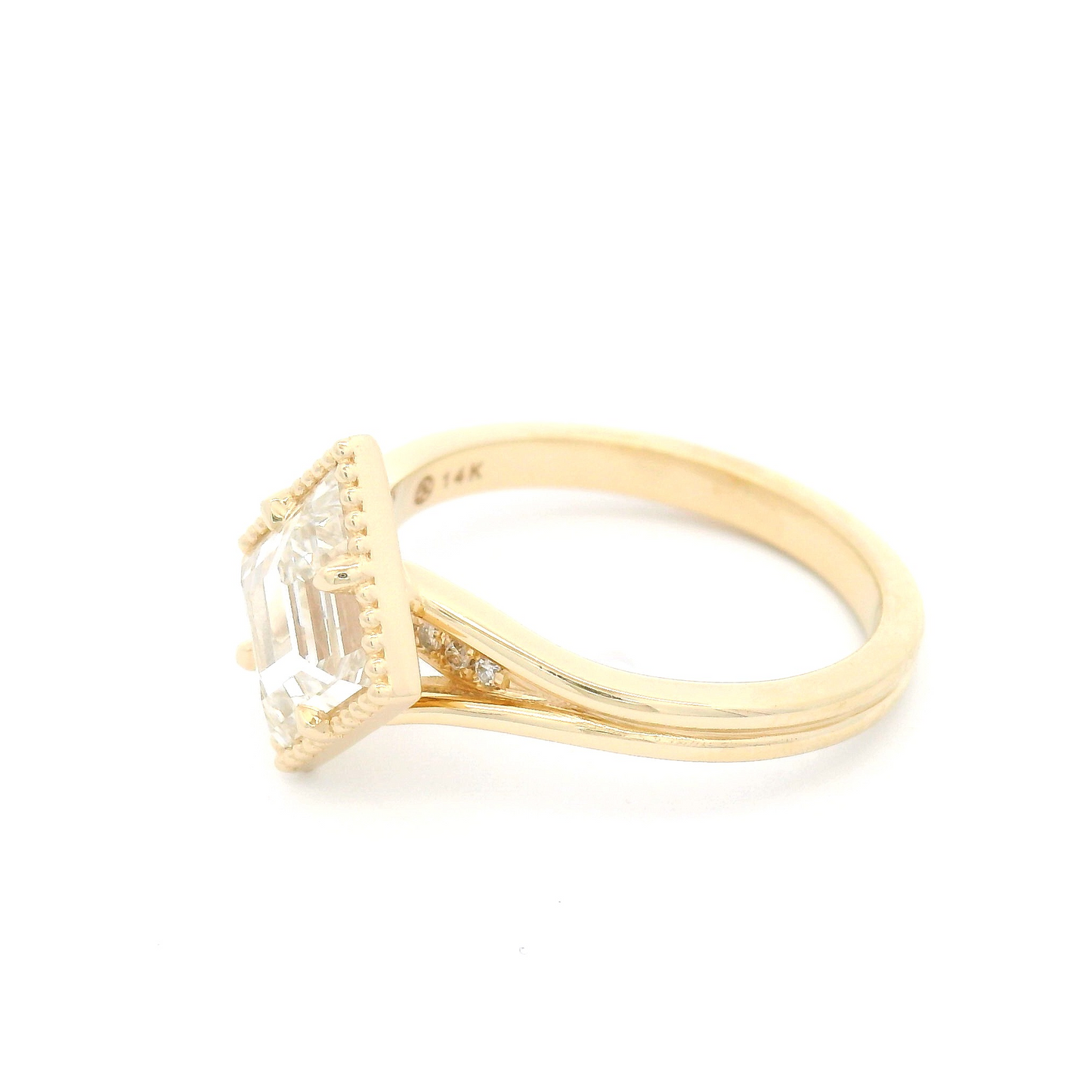 14k Yellow Ring with 1.1ct Lab-Grown Rose-Cut Diamond and Accent Diamonds