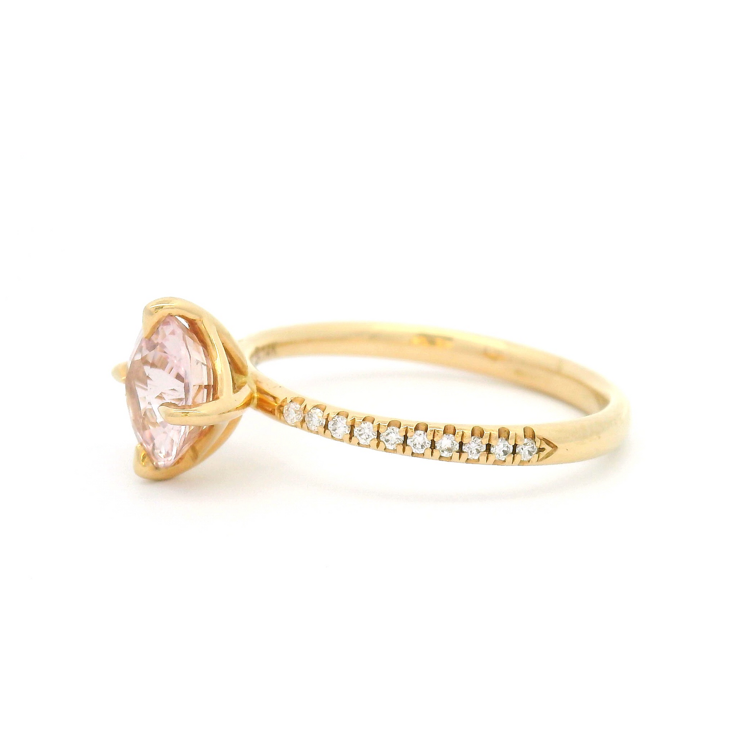 14k Yellow Engagement Ring with 1.58ct Peach Sapphire & Accent Diamonds