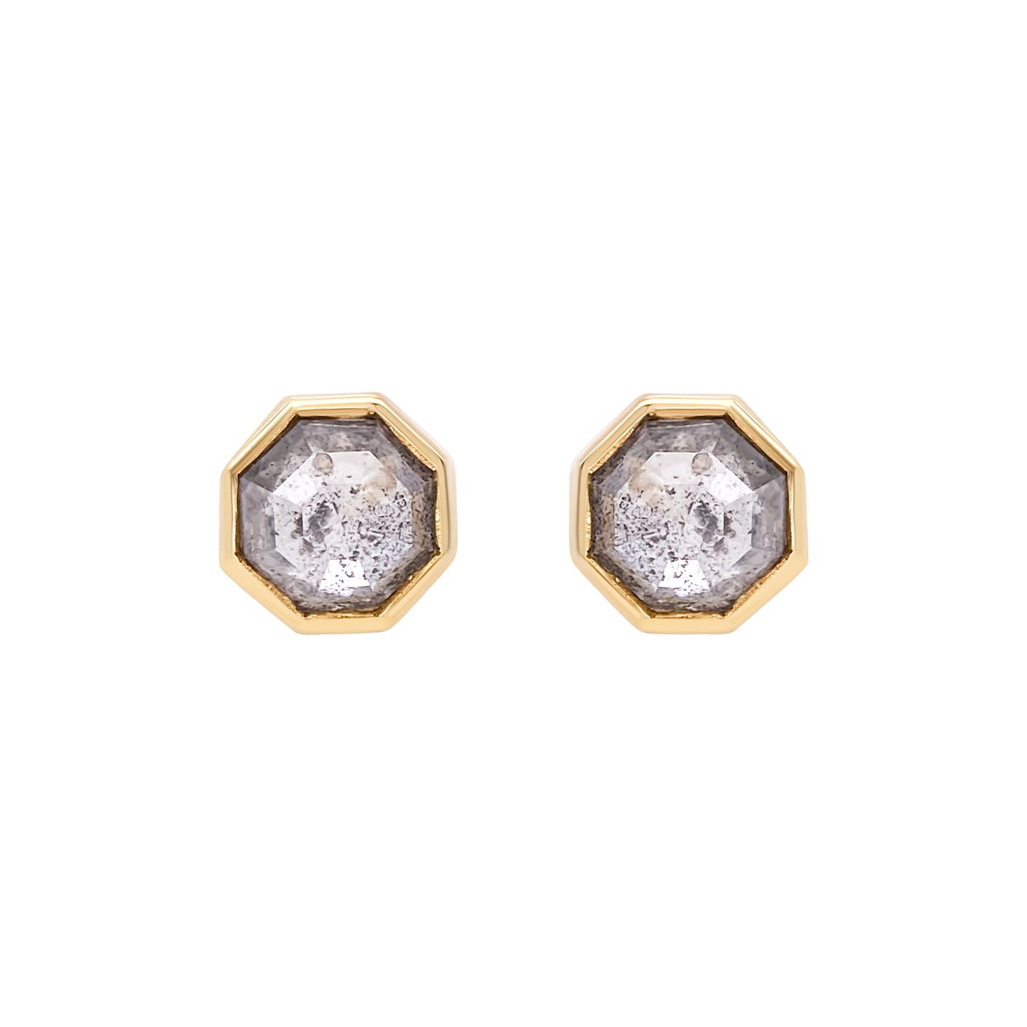 Octagon Salt & Pepper Diamond Earrings