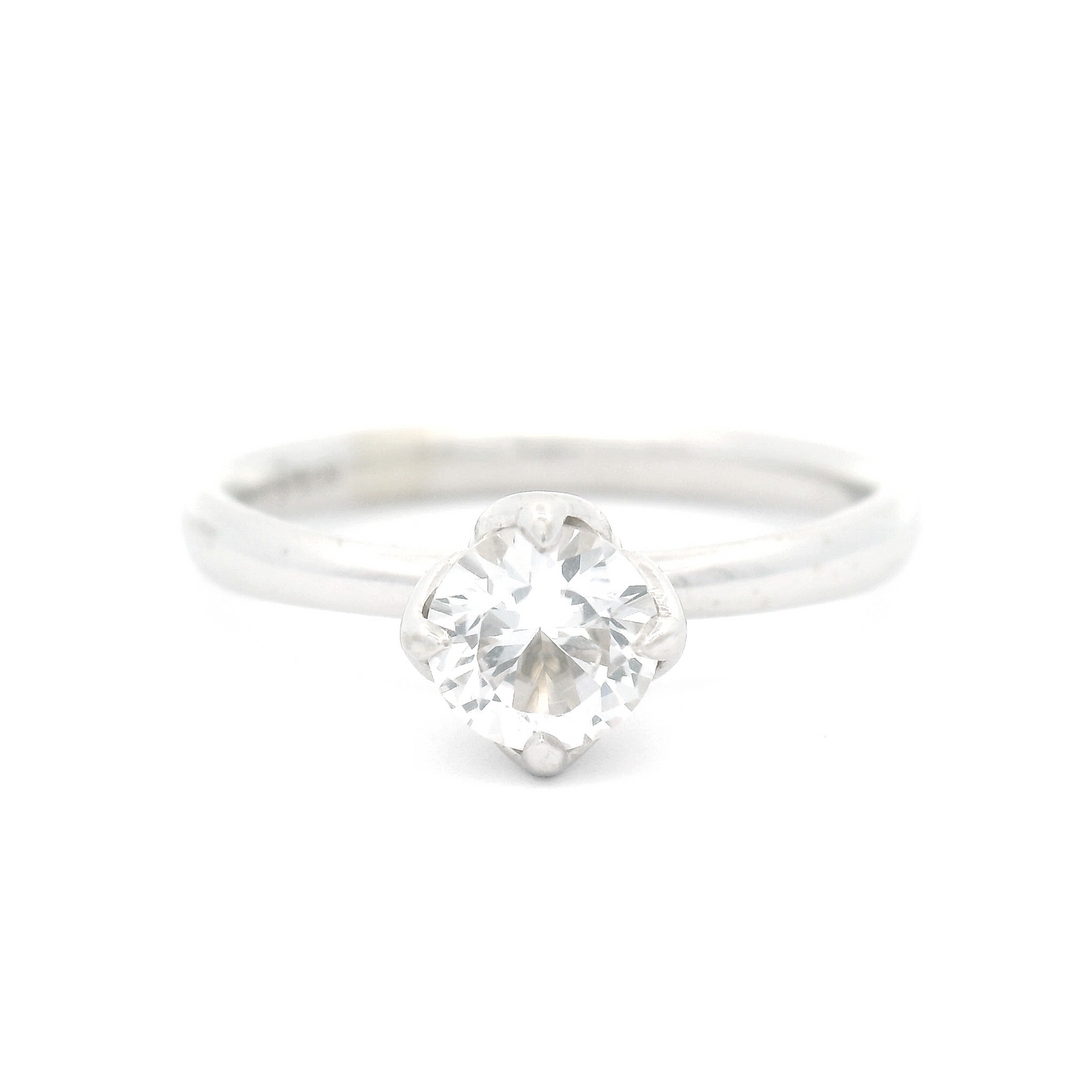 14k White Solitaire with 0.50ct Round Lab-Grown Sapphire