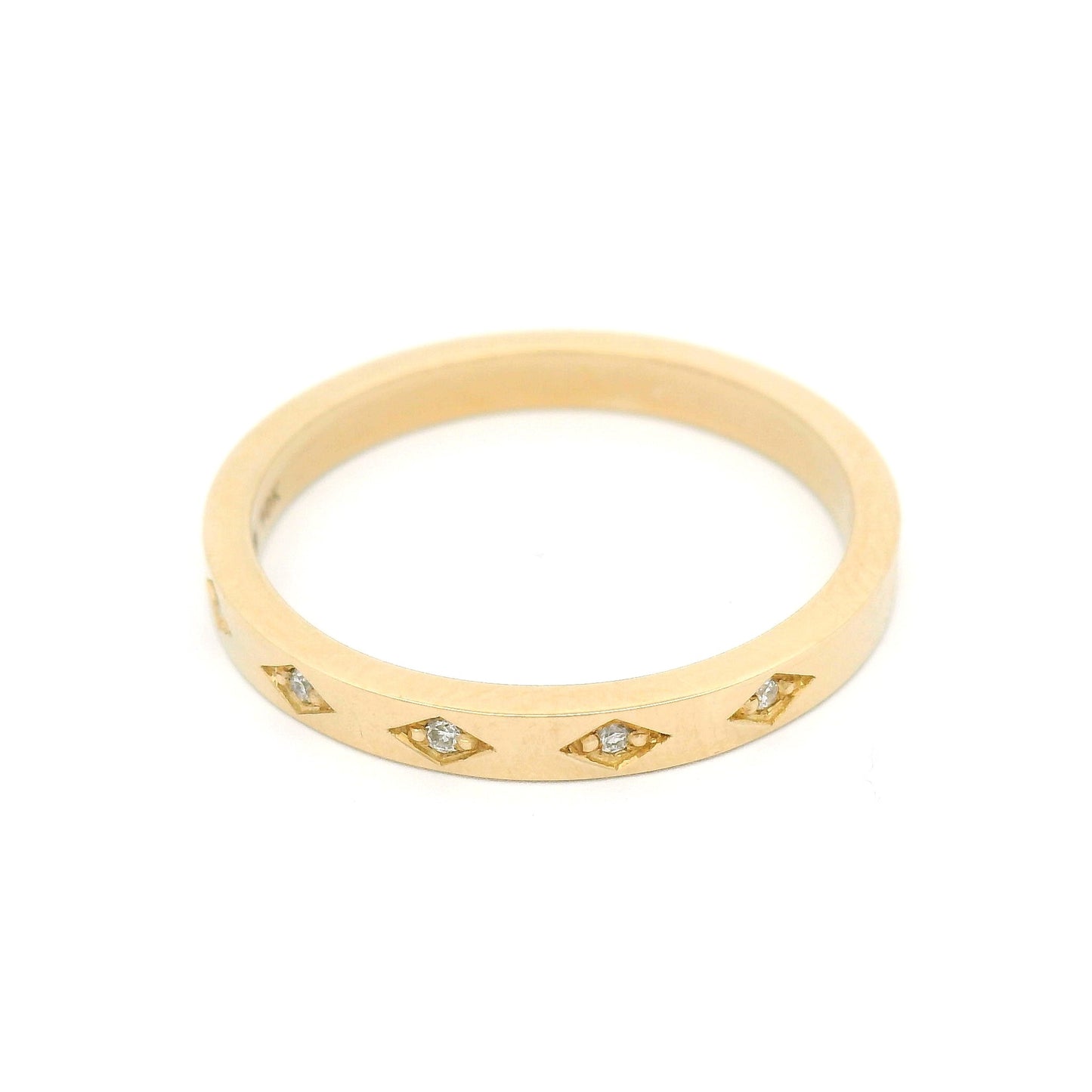 10k Yellow 2.3mm Wide Band with 5 Bead-Set Lab-Grown Diamonds