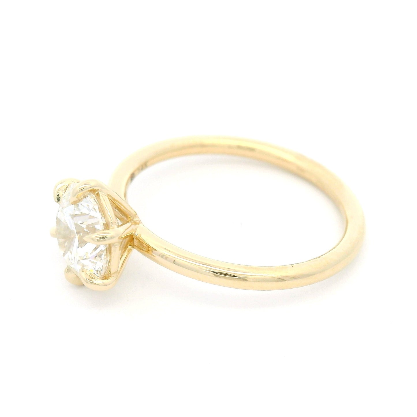 14k Yellow 6-Claw Solitaire with 1.3ct Lab-Grown Round Brilliant Cut Diamond