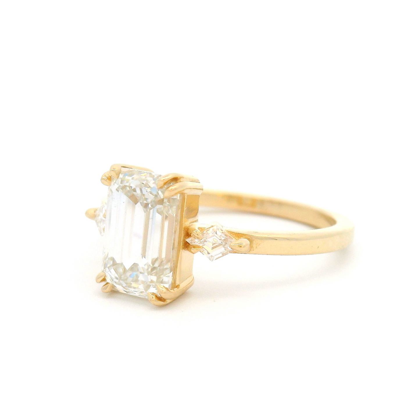 14k Yellow Engagement Ring with 2.03ct Lab-Grown Diamond and Accent Diamonds