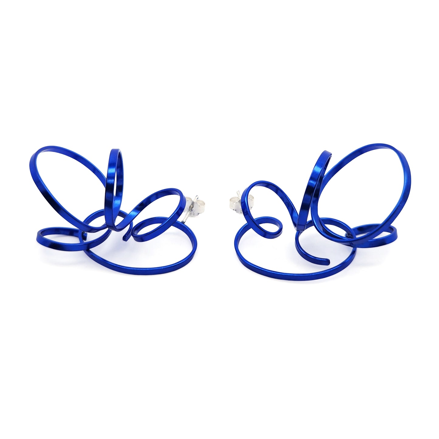 Blue Ribbon Spiral Earrings