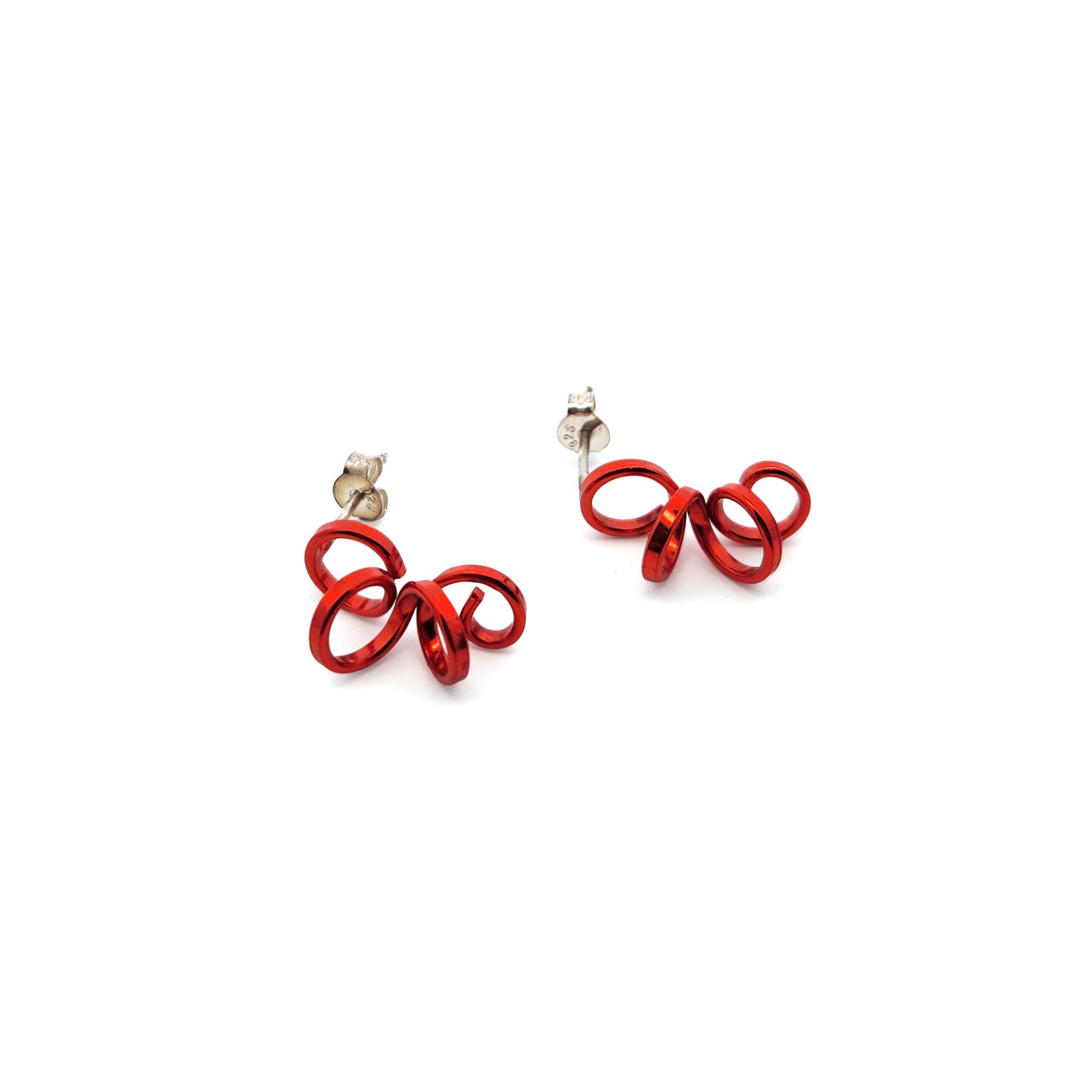 Small Red Spiral Earrings