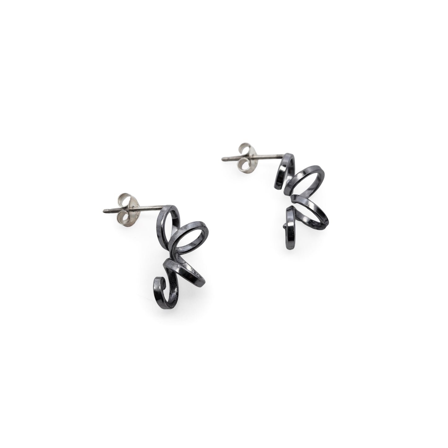 Small Chrome Spiral Earrings