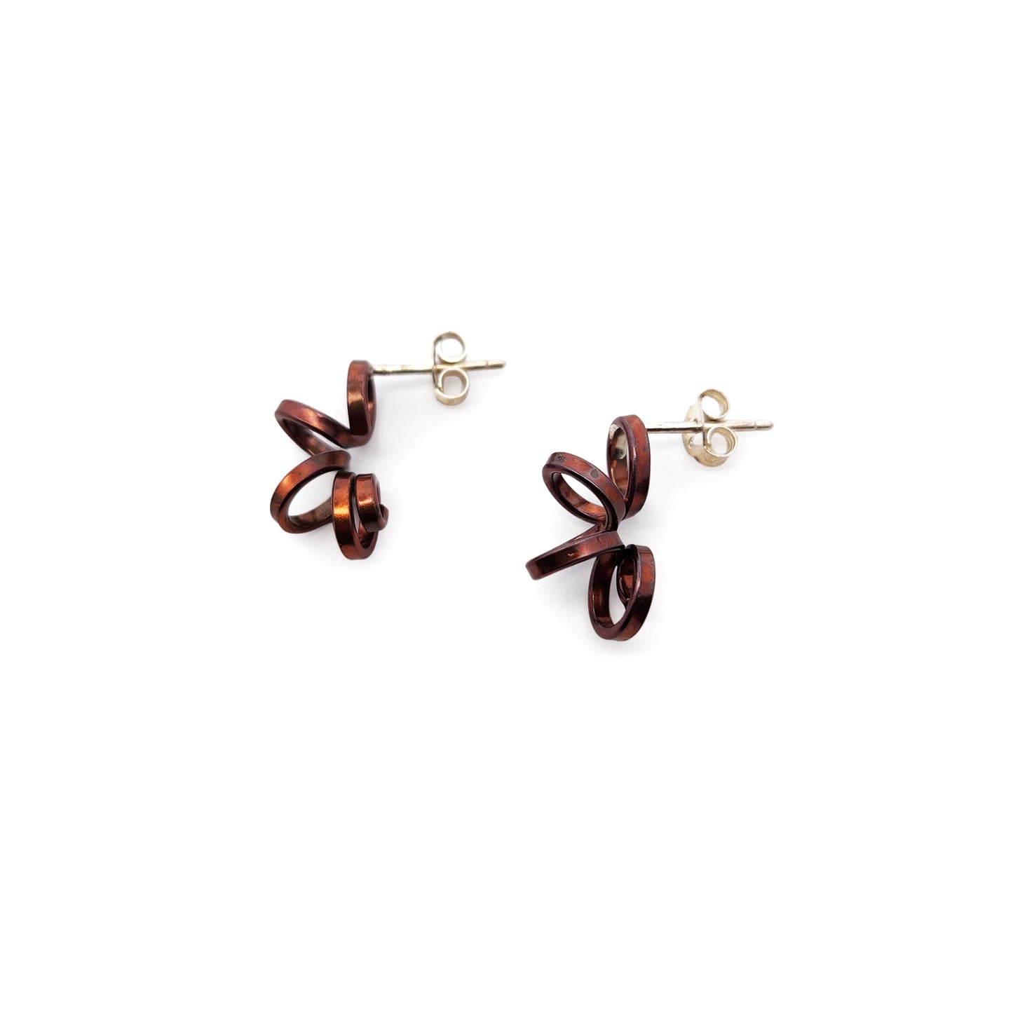 Small Copper Spiral Earrings