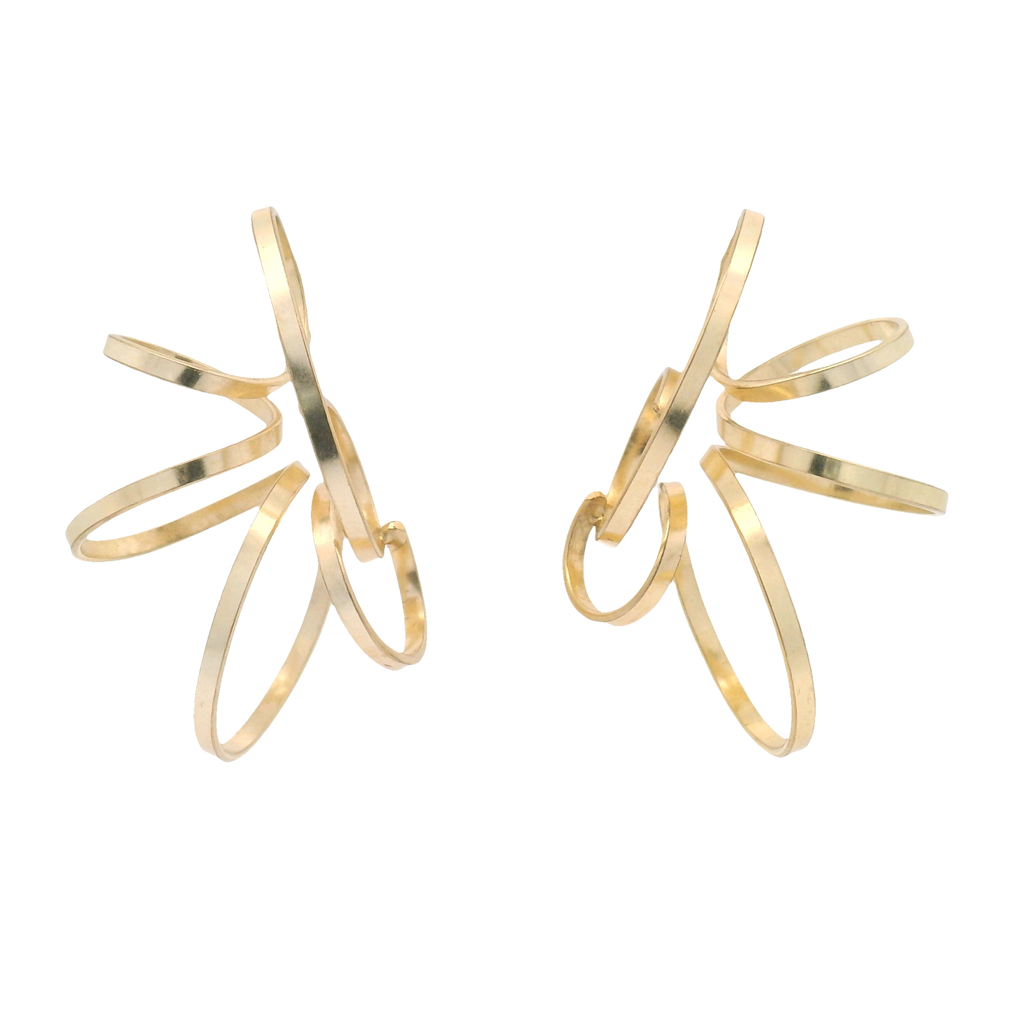 Large Gold Plated Spiral Earrings