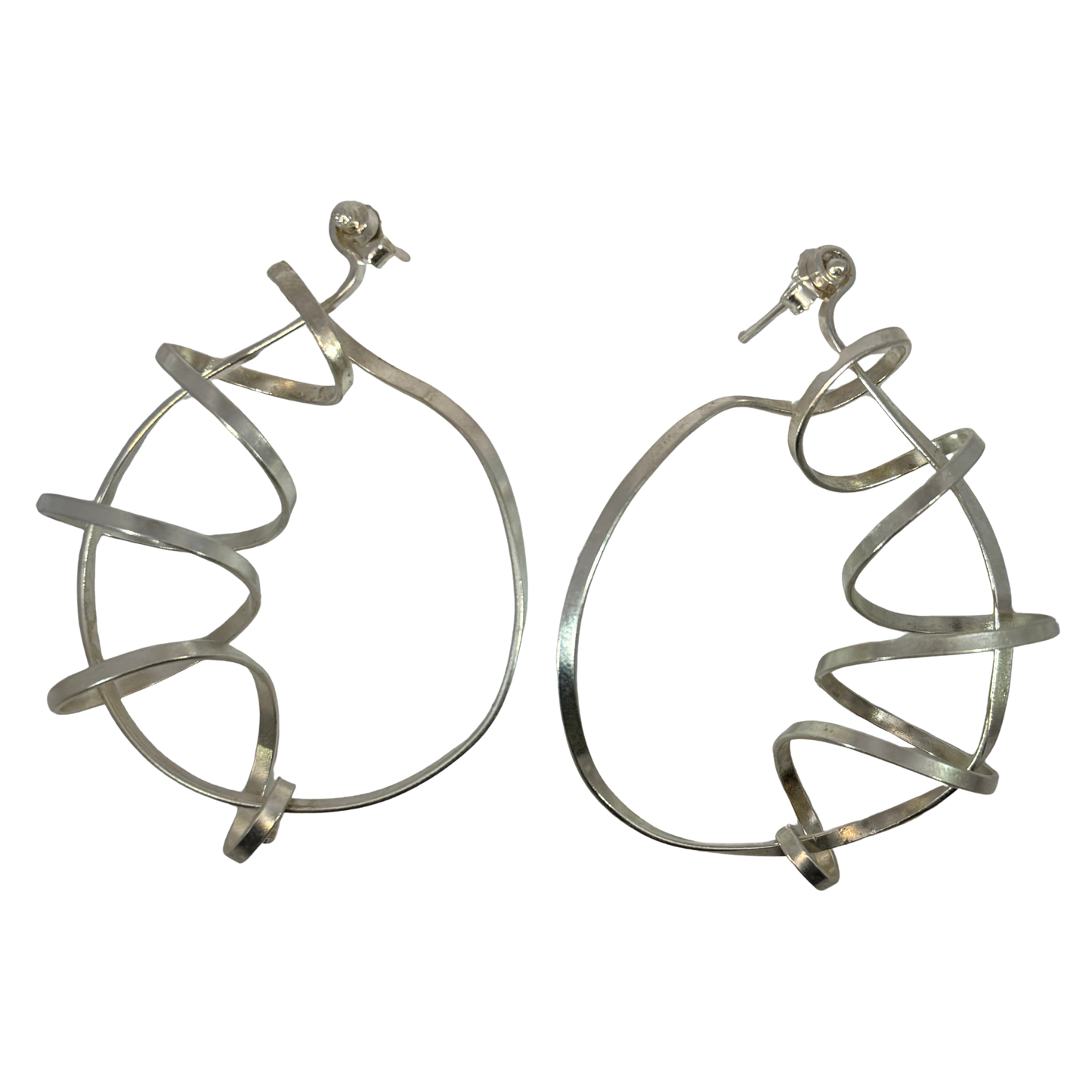 Large Sterling Silver Twist Hoop Earrings