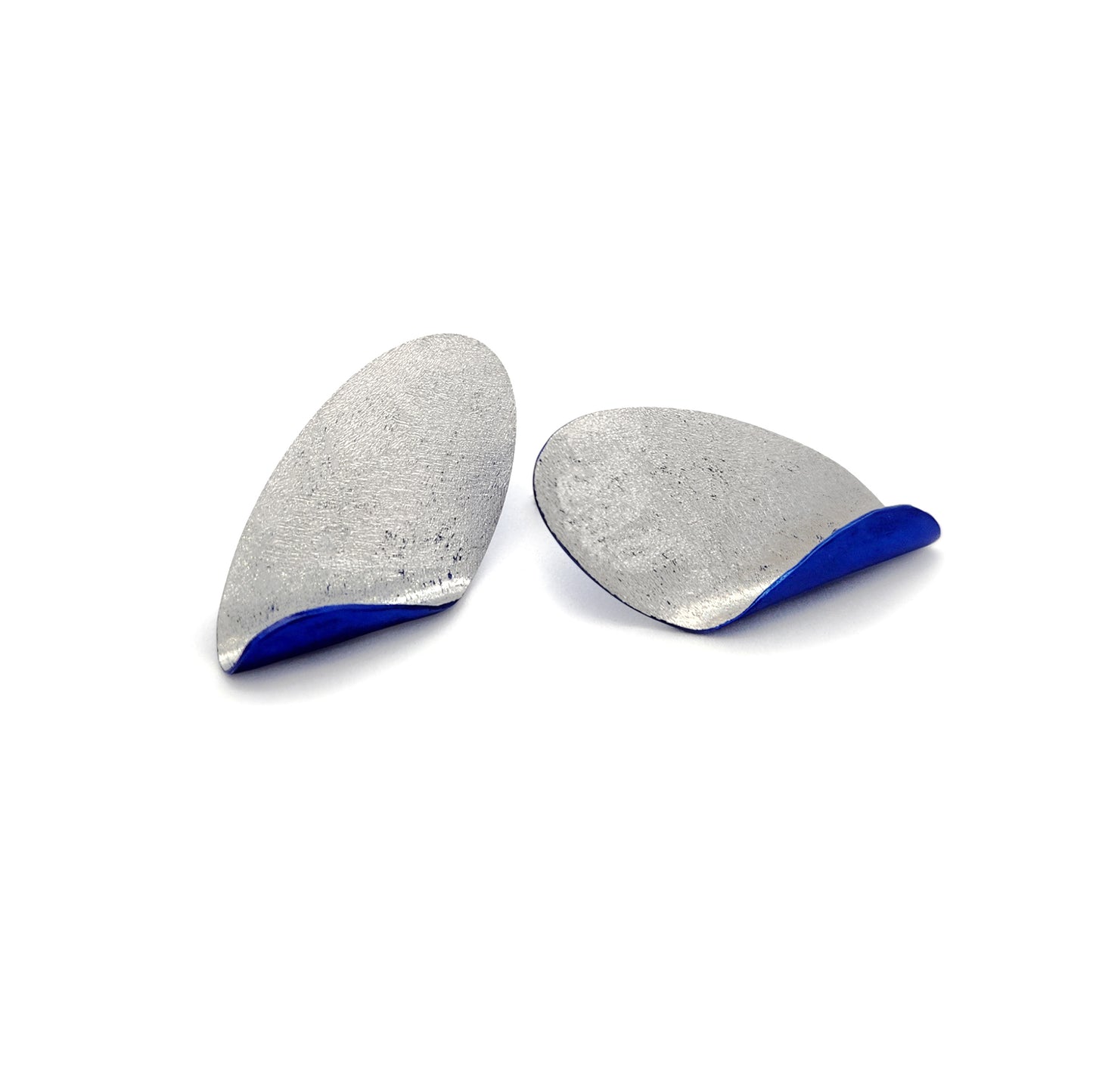2-Tone Silver & Blue Folded Earrings