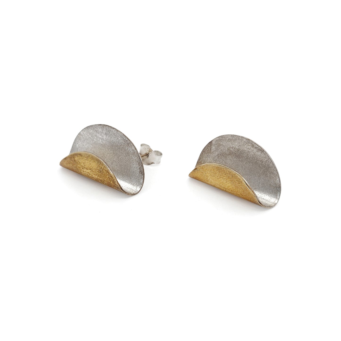 Medium 2-Tone Folded Half-Round Earrings