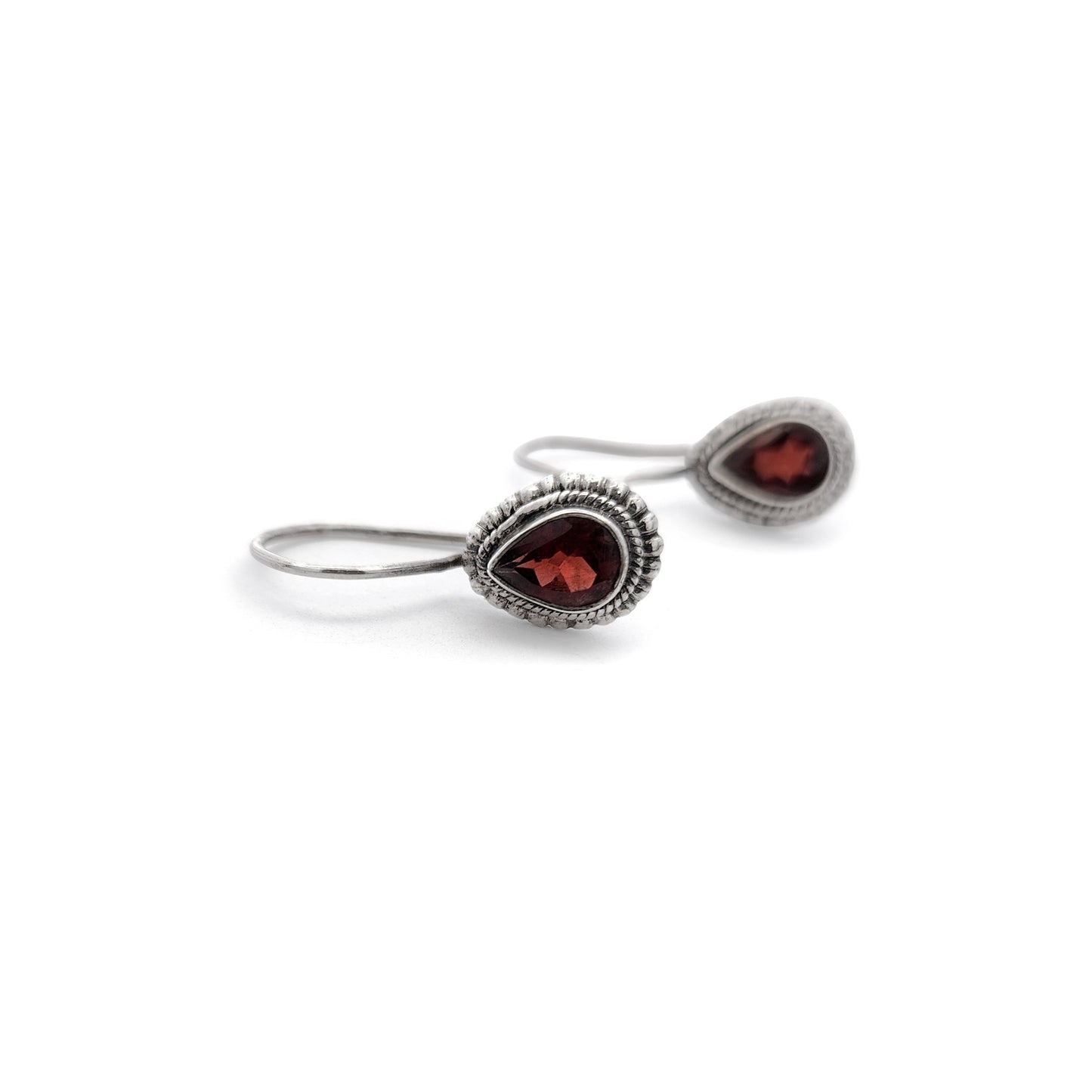 Braided Bezel Garnet Earrings