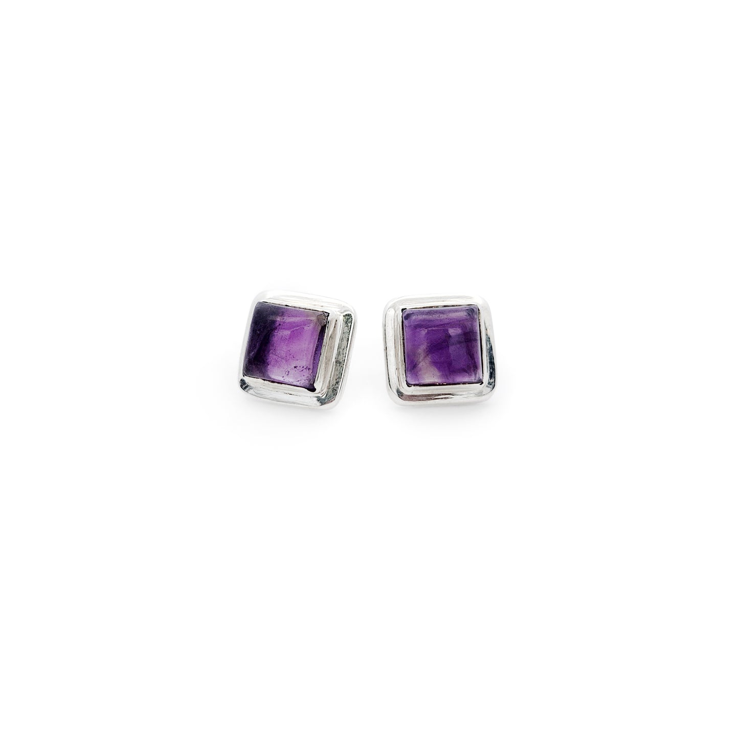 Sterling Silver Amethyst Square Earrings