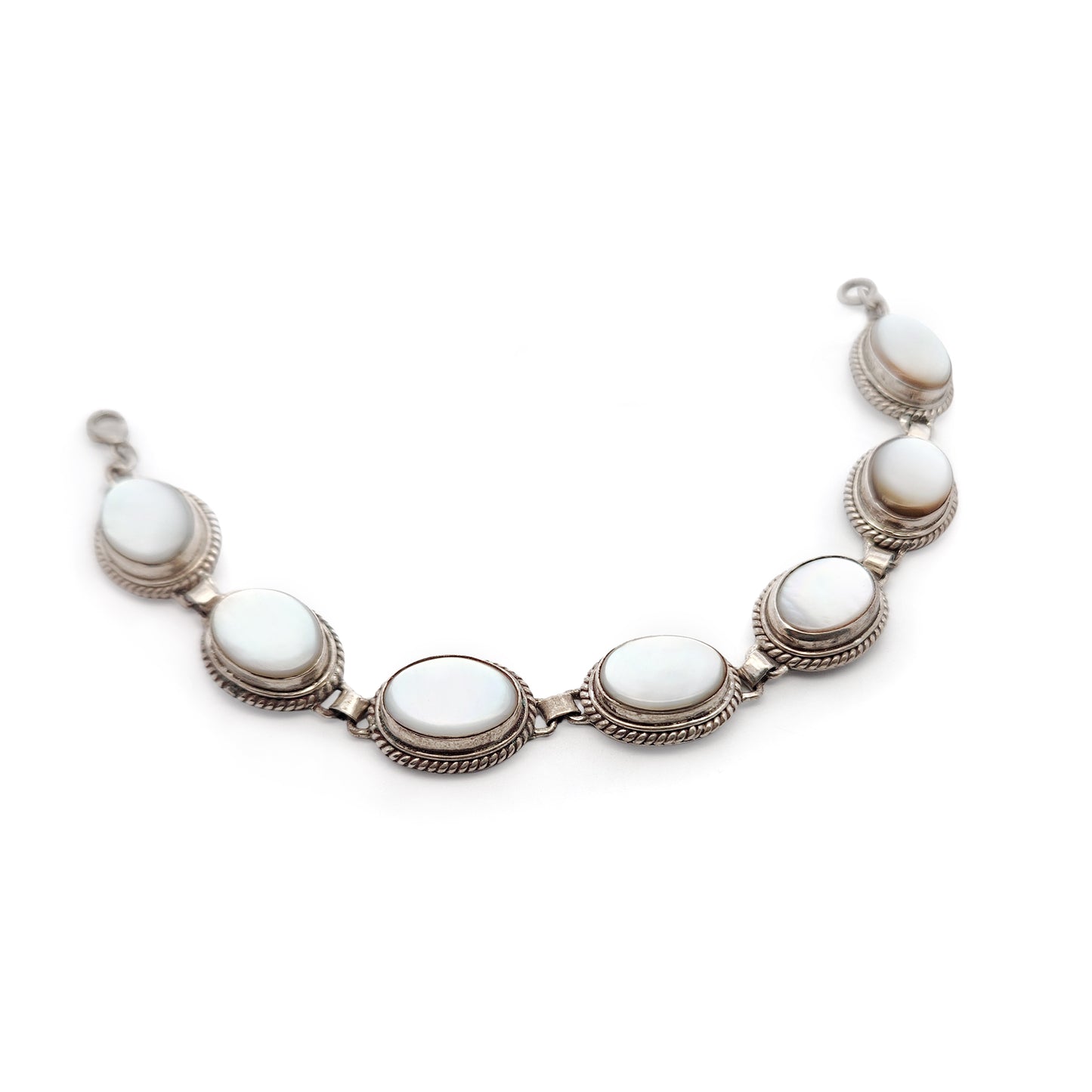 Sterling Silver Mother of Pearl Link Bracelet