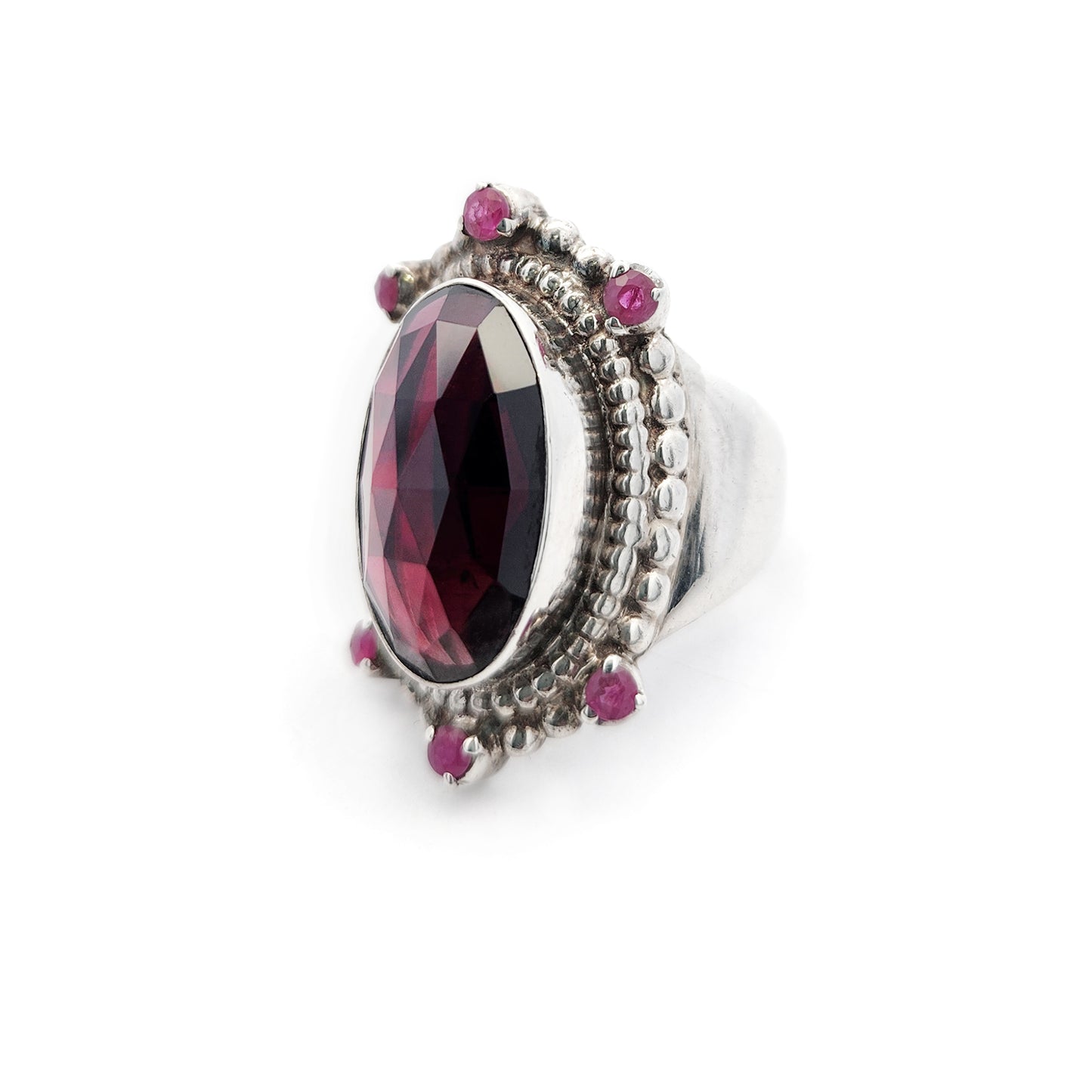 Sterling Silver Garnet & Ruby Accent Ring