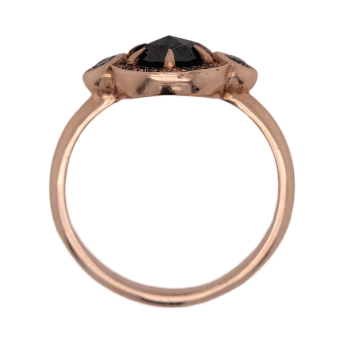 14k Rose Gold Ring with 0.52ct Rose-Cut Black Diamond and Accent Champagne Diamonds