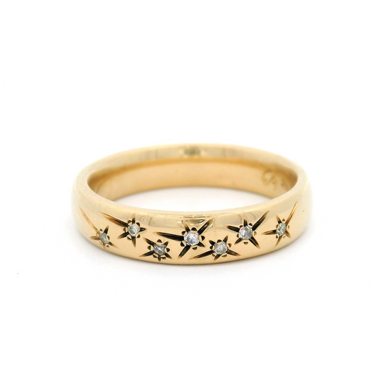 14k Yellow 4mm Band with Seven Star-Set Diamonds