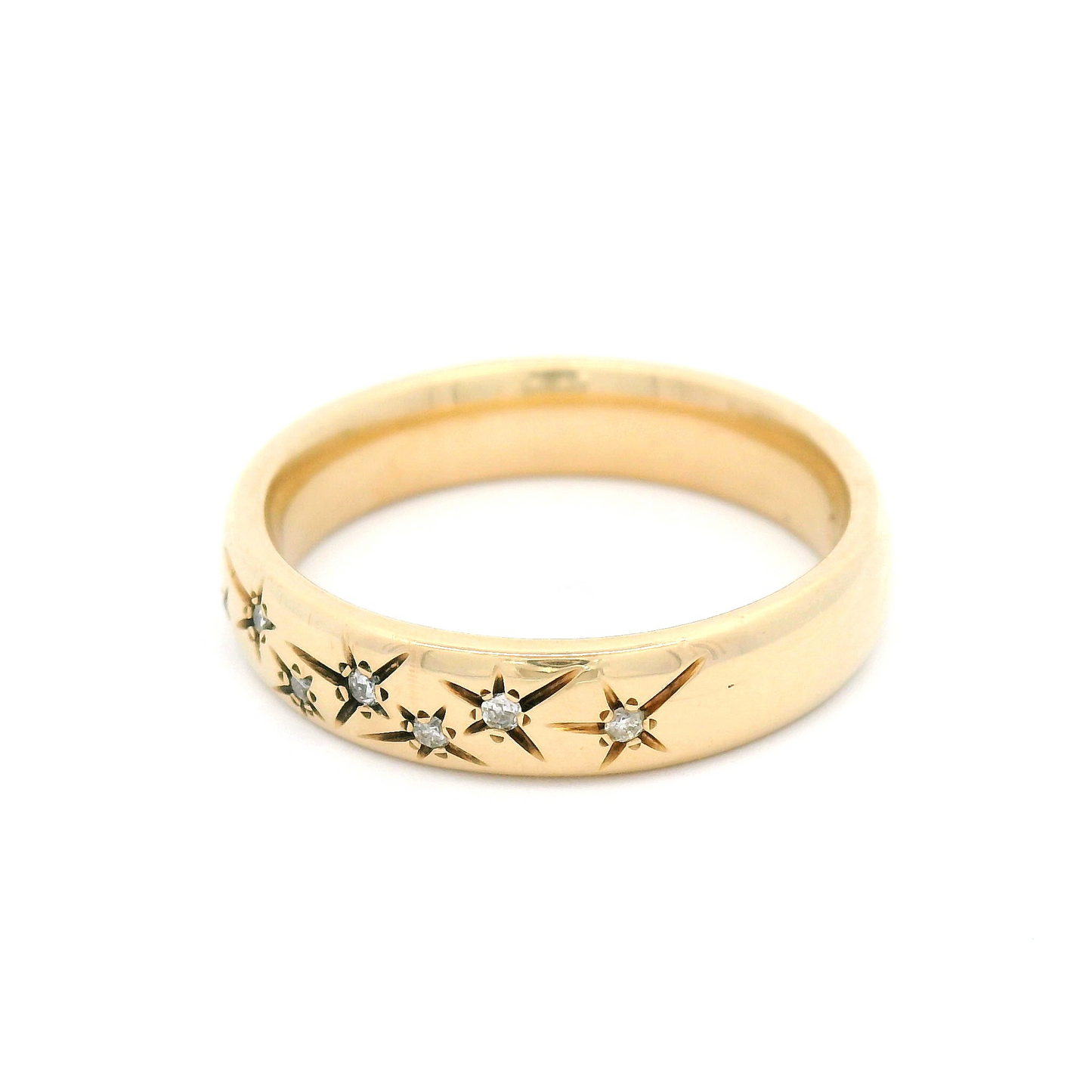 14k Yellow 4mm Band with Seven Star-Set Diamonds