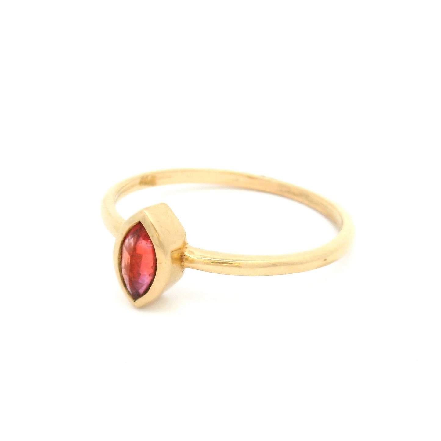 14k Yellow Gold Bezel Set Solitaire with Pink Rose-Cut Sapphire