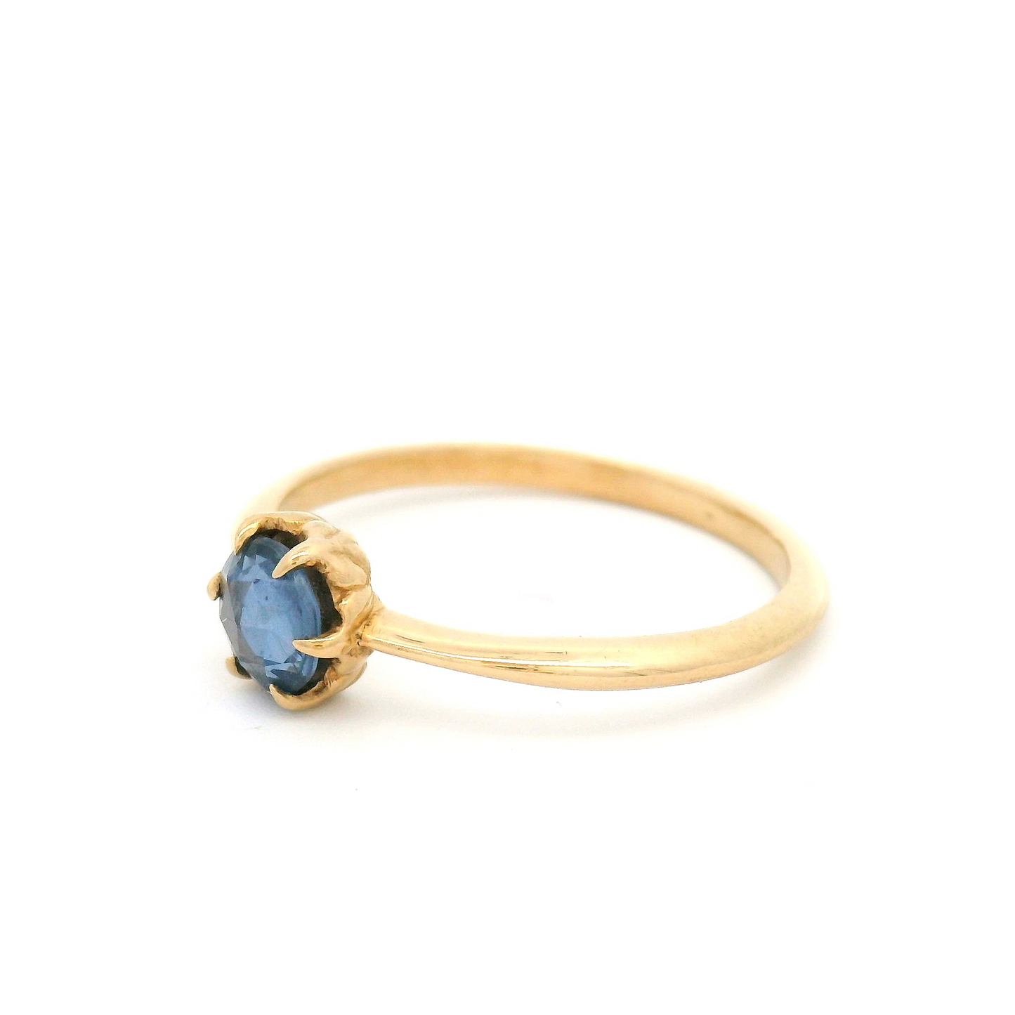 14K Yellow Solitaire with 5mm Blue Rose-Cut Sapphire
