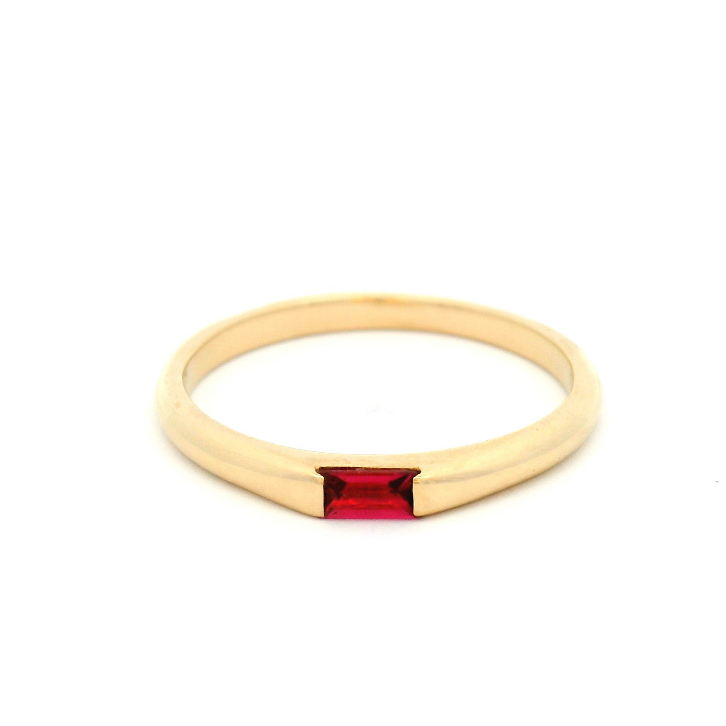 14k Yellow Gold Channel-Set Solitaire with 2mm X 4mm Pink Tourmaline Baguette