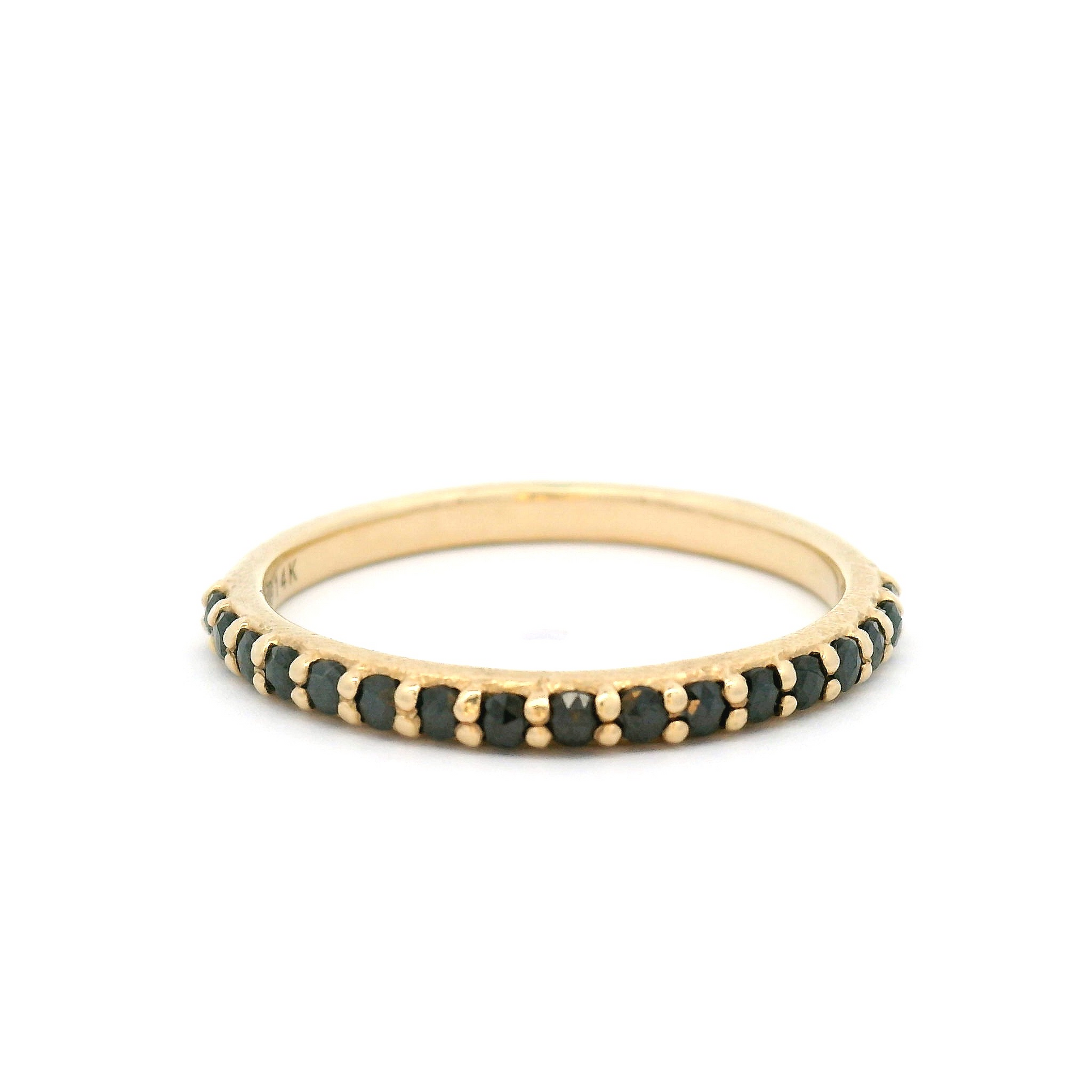 14k Yellow Textured Half-Eternity Band with 17 Black Diamonds
