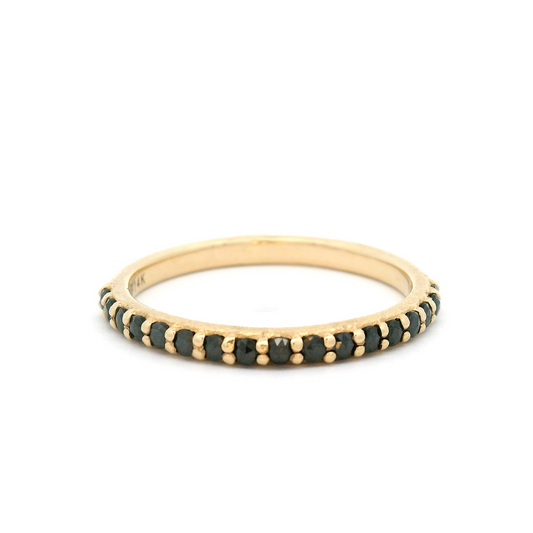 14k Yellow Textured Half-Eternity Band with 17 Black Diamonds